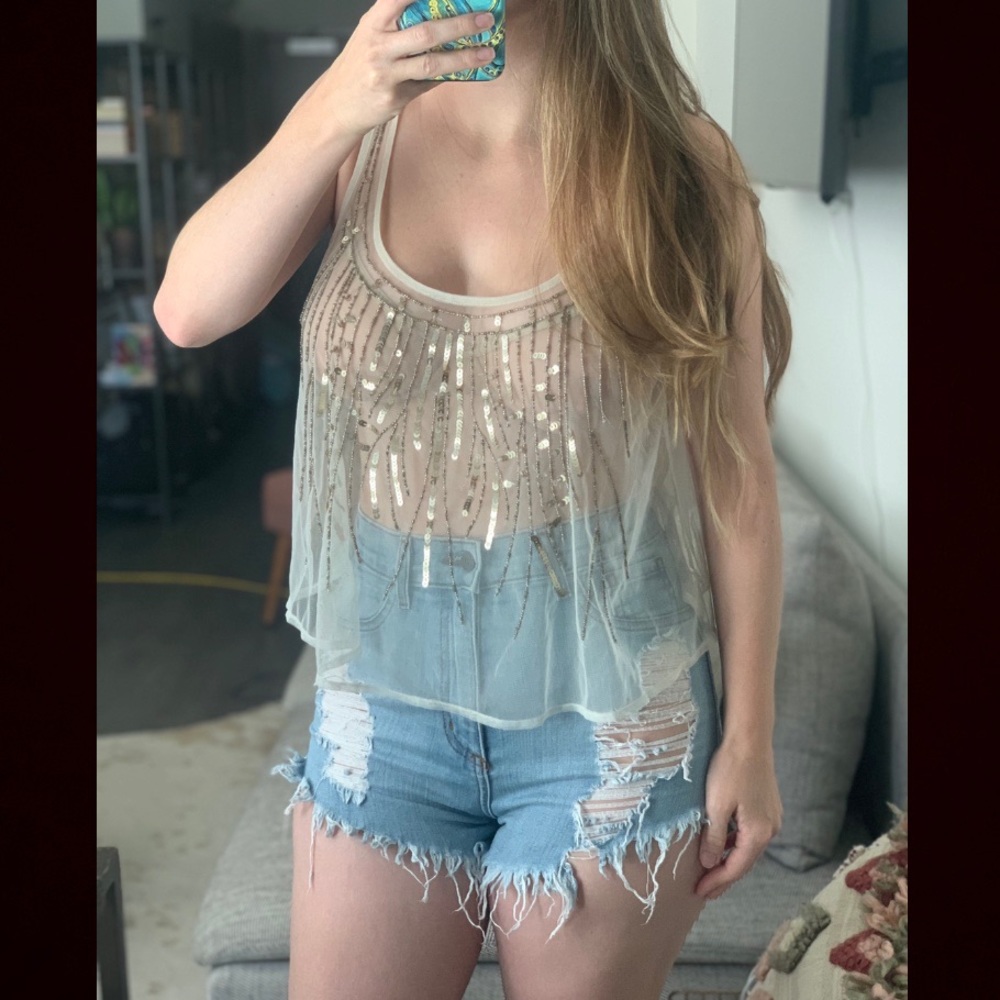 Hollister Mesh Sequin Top